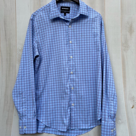 Bonobos Slim Fit Shirt Blue & Red Plaid Button Down Mens Large - Picture 2 of 8